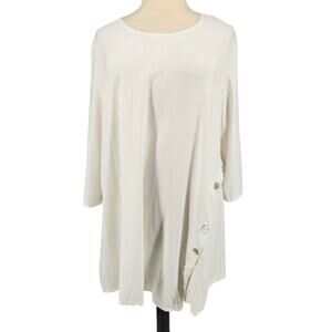 Jones & Co White Linen Blend Tunic Top – Plus Size 3X